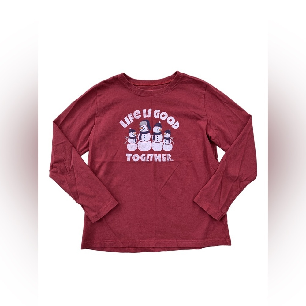 Life is Good Size Extra Large, XL, 12-14, Snowman Winter Crusher Long Sleeve Tee